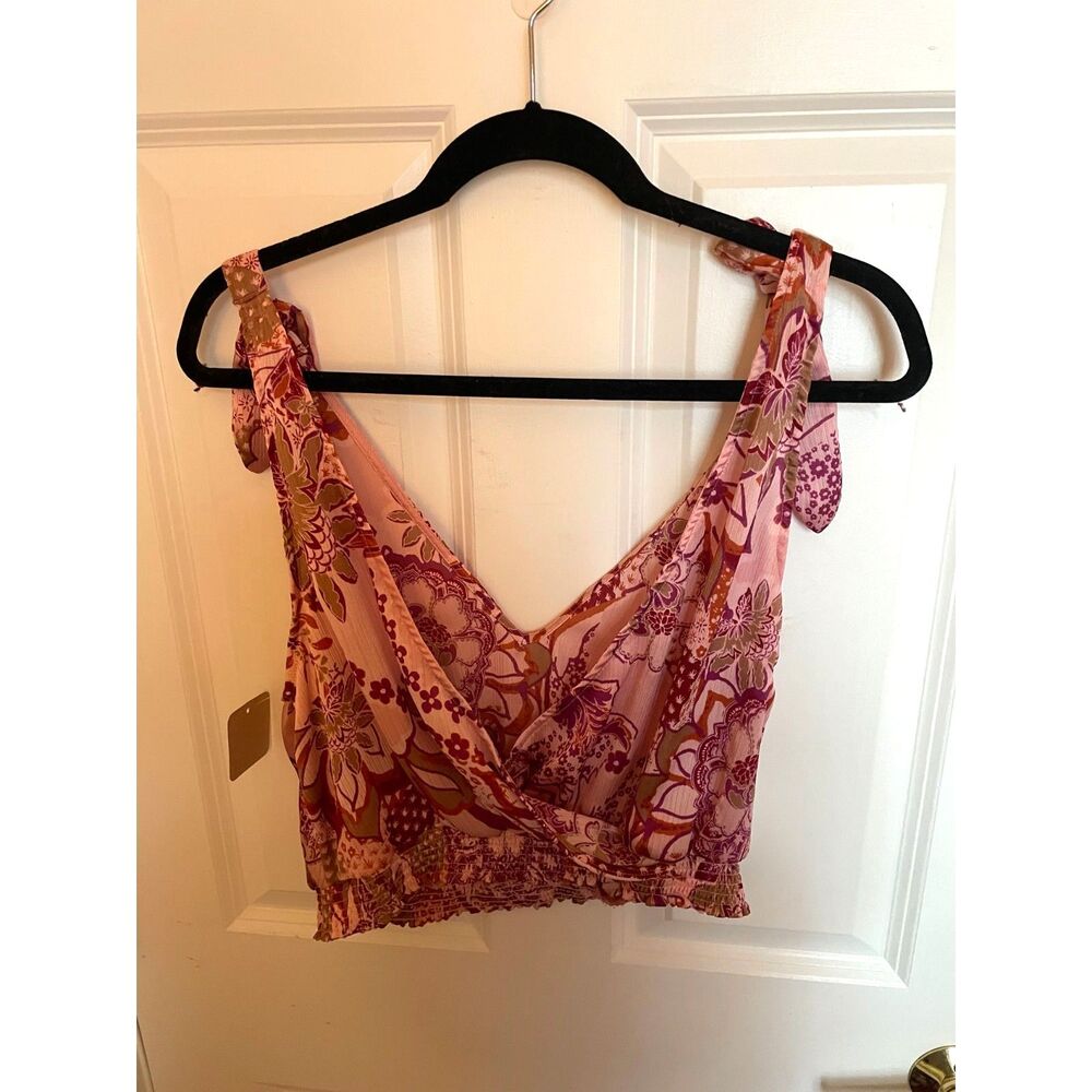 Free People NWT Weekend in Montauk Crop Top L Floral Soft Feminine Boho Beachy - Picture 3 of 11